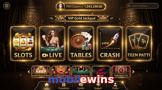 Main screen of Mobilewins casino page for PK players